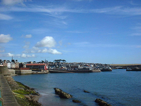 Entrance to the Harbour showing the Slipway.