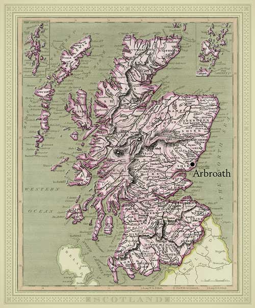 Detailed antique map of Scotland engraved for the Encyclopedia Londinensis